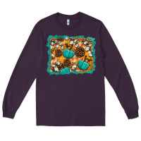 Plum fall pumpkin distressed background Long Sleeve Tee - BundleAndBundleShop
