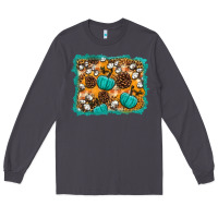 Smoke fall pumpkin distressed background Long Sleeve Tee - BundleAndBundleShop