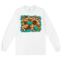 White fall pumpkin distressed background Long Sleeve Tee - BundleAndBundleShop