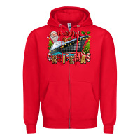 Red Merry Cruisemas Zipper Hoodie - texasbilliewilder