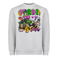 Heather Grey mardi gras monster truck Heavyweight Sweatshirt - LillyAllenDesigns
