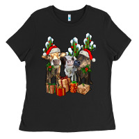 Black western christmas cows and cactuses Ladies Tee - AdoDesignShop