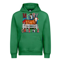 Emerald merry christmas simmental cow Urban Hoodie - FaDigitalArtStudio