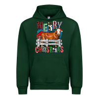 Forest Green merry christmas simmental cow Urban Hoodie - FaDigitalArtStudio