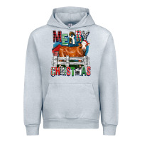 Heather Grey merry christmas simmental cow Urban Hoodie - FaDigitalArtStudio