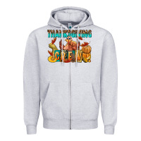 Heather Grey Thanksgiving crew Zipper Hoodie - NancyCooperArtShop