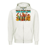 Oatmeal Heather Thanksgiving crew Zipper Hoodie - NancyCooperArtShop