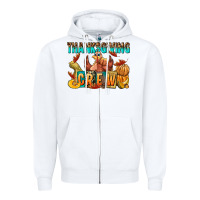White Thanksgiving crew Zipper Hoodie - NancyCooperArtShop