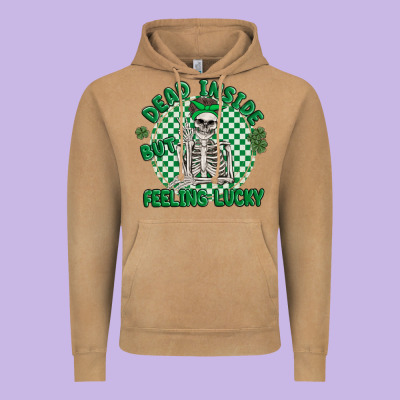 Dead Inside But Feeling Lucky Vintage Hoodie Designed By Maliassmallbusiness
