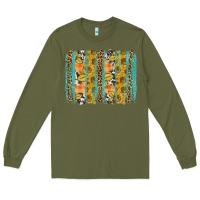 Army Green fall sunflower brushstroke Long Sleeve Tee - BundleAndBundleShop
