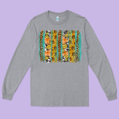 Fall Sunflower Brushstroke Long Sleeve Tee Designed By Bundleandbundleshop