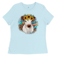 Baby Blue western calf Ladies Tee - JahusDesignShop