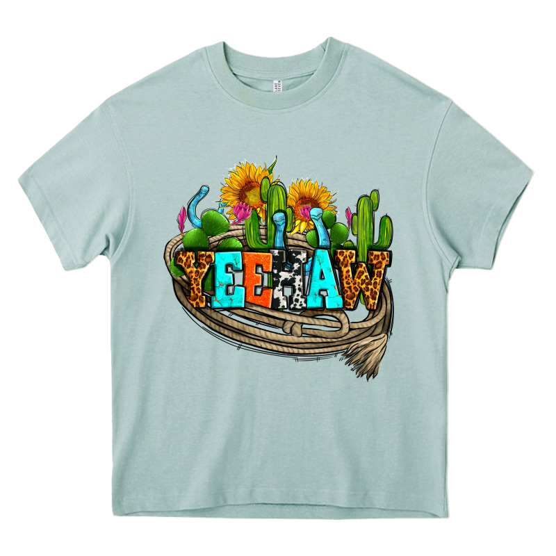 Yeehaw And Cactus With Horseshoe Heavy Core Tee by AdoDesignShop | Teevron