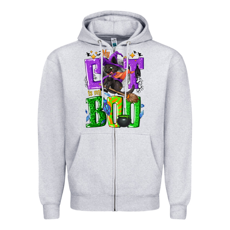 My Cat Is My Boo Halloween Zipper Hoodie by NancyCooperArtShop | Teevron
