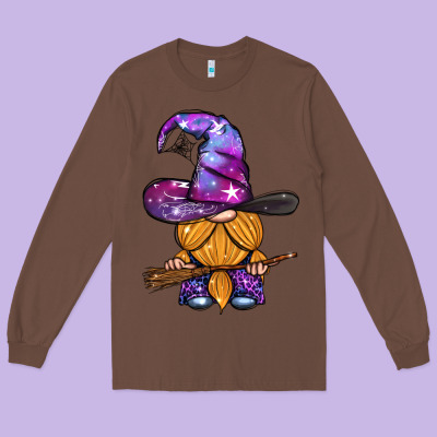 Witch Gnome With Broom Long Sleeve Tee Designed By Bundleandbundleshop