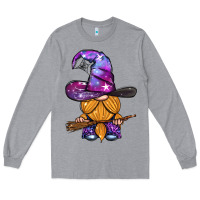 Heather Grey witch gnome with broom Long Sleeve Tee - BundleAndBundleShop
