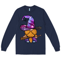 Navy witch gnome with broom Long Sleeve Tee - BundleAndBundleShop