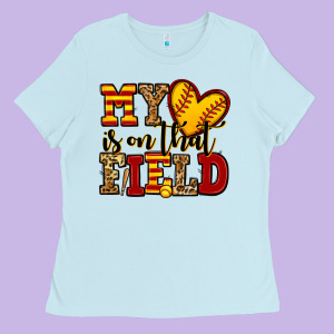 My Heart Is On That Field Softball Ladies Tee Designed By Jasminsmagicworld