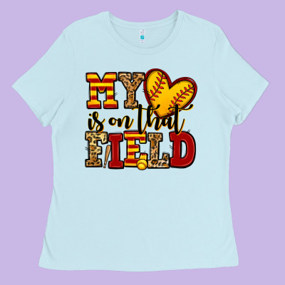 My Heart Is On That Field Softball Ladies Tee Designed By Jasminsmagicworld