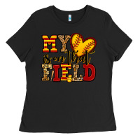 Black my heart is on that field softball Ladies Tee - Jasminsmagicworld