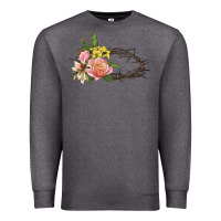 Charcoal Heather Crown of thorns floral Easter Premium Sweatshirt - CowGirlArtShop