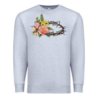 Heather Grey Crown of thorns floral Easter Premium Sweatshirt - CowGirlArtShop