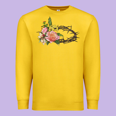Crown Of Thorns Floral Easter Premium Sweatshirt Designed By Cowgirlartshop