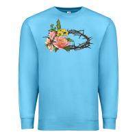 Ocean Blue Crown of thorns floral Easter Premium Sweatshirt - CowGirlArtShop