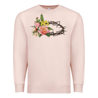 Pale Pink Crown of thorns floral Easter Premium Sweatshirt - CowGirlArtShop