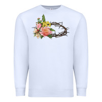 White Crown of thorns floral Easter Premium Sweatshirt - CowGirlArtShop