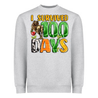 Heather Grey dinosaur 100day celebration Heavyweight Sweatshirt - LillyAllenDesigns