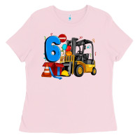 Bubblegum Pink forklift birthday six Ladies Tee - Artiststas