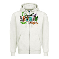 Oatmeal Heather It's spooky season Zipper Hoodie - NancyCooperArtShop