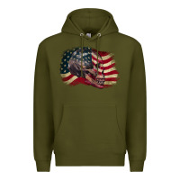 Army Green skull with american flag 4th of july Premium Hoodie - CowGirlArtShop
