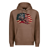 Chestnut skull with american flag 4th of july Premium Hoodie - CowGirlArtShop
