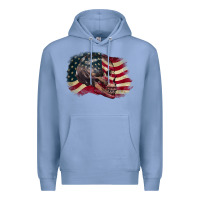 Colony Blue skull with american flag 4th of july Premium Hoodie - CowGirlArtShop