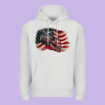 Skull With American Flag 4th Of July Premium Hoodie Designed By Cowgirlartshop