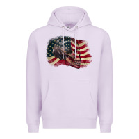 Lilac skull with american flag 4th of july Premium Hoodie - CowGirlArtShop