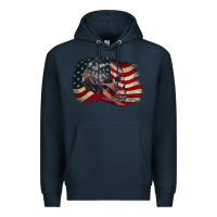 Navy skull with american flag 4th of july Premium Hoodie - CowGirlArtShop