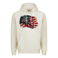 Oatmeal Heather skull with american flag 4th of july Premium Hoodie - CowGirlArtShop