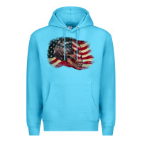 Ocean Blue skull with american flag 4th of july Premium Hoodie - CowGirlArtShop