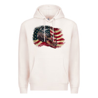 Pale Pink skull with american flag 4th of july Premium Hoodie - CowGirlArtShop