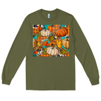 Army Green fall pumpkin tumbler Long Sleeve Tee - BundleAndBundleShop