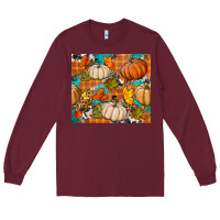 Burgundy fall pumpkin tumbler Long Sleeve Tee - BundleAndBundleShop