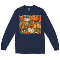 Navy fall pumpkin tumbler Long Sleeve Tee - BundleAndBundleShop