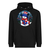 Black Patriotic snowman ornament 4th of july Heavyweight Hoodie - HowdyJamesFarm