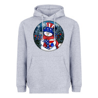Heather Grey Patriotic snowman ornament 4th of july Heavyweight Hoodie - HowdyJamesFarm