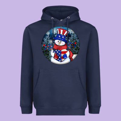 Patriotic Snowman Ornament 4th Of July Heavyweight Hoodie Designed By Howdyjamesfarm
