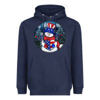 Navy Patriotic snowman ornament 4th of july Heavyweight Hoodie - HowdyJamesFarm