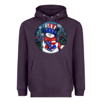 Plum Patriotic snowman ornament 4th of july Heavyweight Hoodie - HowdyJamesFarm
